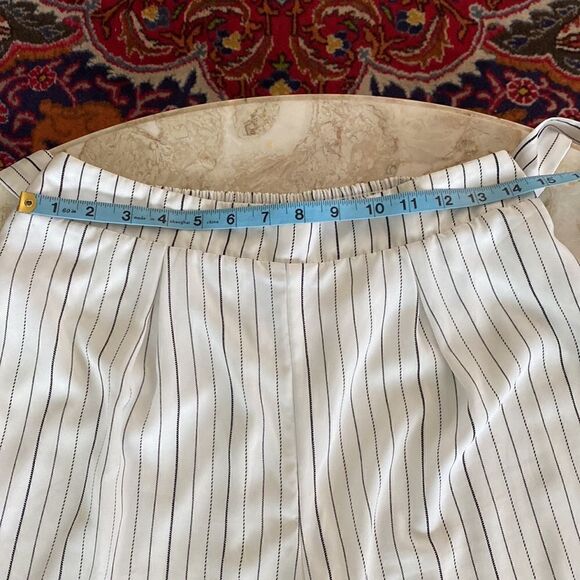 Design Lab White Black Pinstripe Wide Leg Pants - Picture 8 of 12